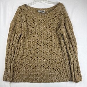 Vintage 525 Made in USA Chunky Knit Tan Acrylic Sweater Womens Small